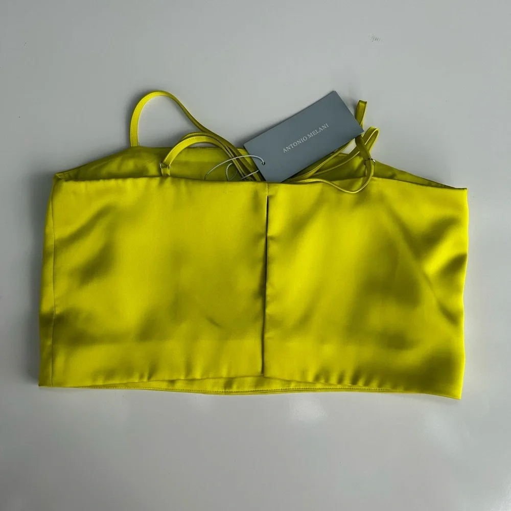 ANTONIO MELANI Neon Yellow Satin Top size 0 (I) - Picture 4 of 8